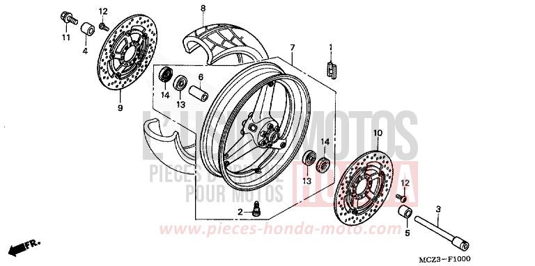 VORDERRAD von CB1300 Super Bold'or ABS SCHWARZ (NH1) von 2002